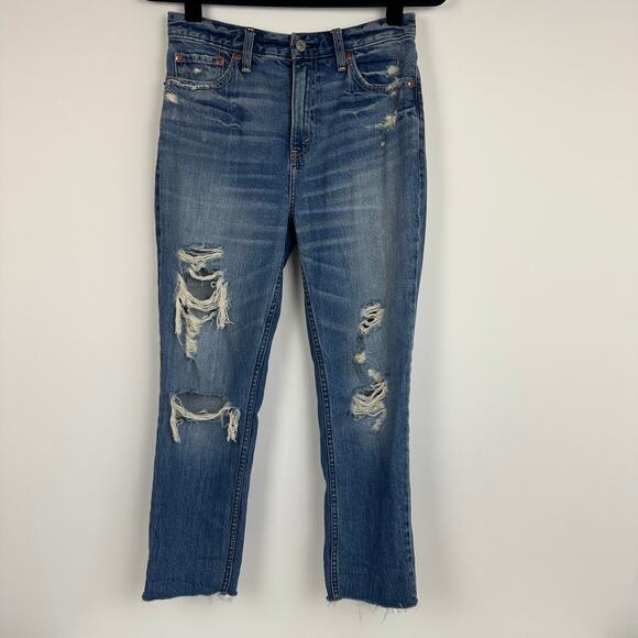 Abercrombie & Fitch Womens Annie High Rise Medium Wash Girlfriend Jeans 26, 2S - Picture 1 of 8
